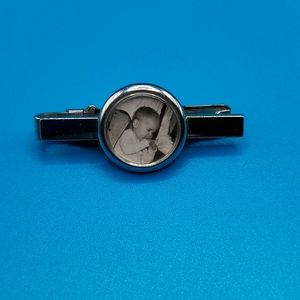 Vintage  Sterling Silver Tie Clasp With Picture Of A Child